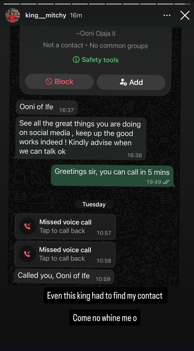 twitch_nigeria_'s tweet photo. King Mitchy don kee me 😂😂
Na Ooni of Ife you refer to as “Even this King” 😳😂 just because He reached out to you to encourage your goodwork.

I be Gen Z but i no fit give Ooni of Ife 5mins to call me back 😂
Make Kabiesi call you back in 5mins ke minutes ke 😂
Aura or pride?? https://t.co/84zQiSFS6W