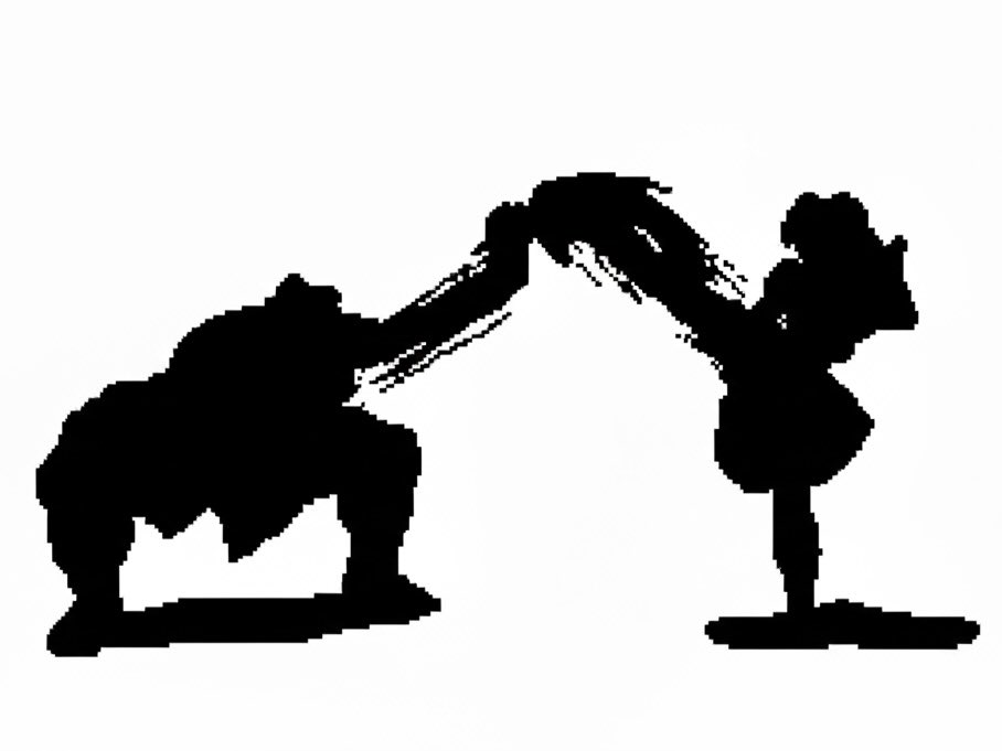 突然ですが問題です。

こちらは自分が学生の時に大好きだったゲームの戦闘画面のシルエットなのですが、これだけで何のゲームのどのキャラクターなのかわかってしまう猛者の方はいらっしゃいますでしょうか。。

ヒント：対戦ゲーム