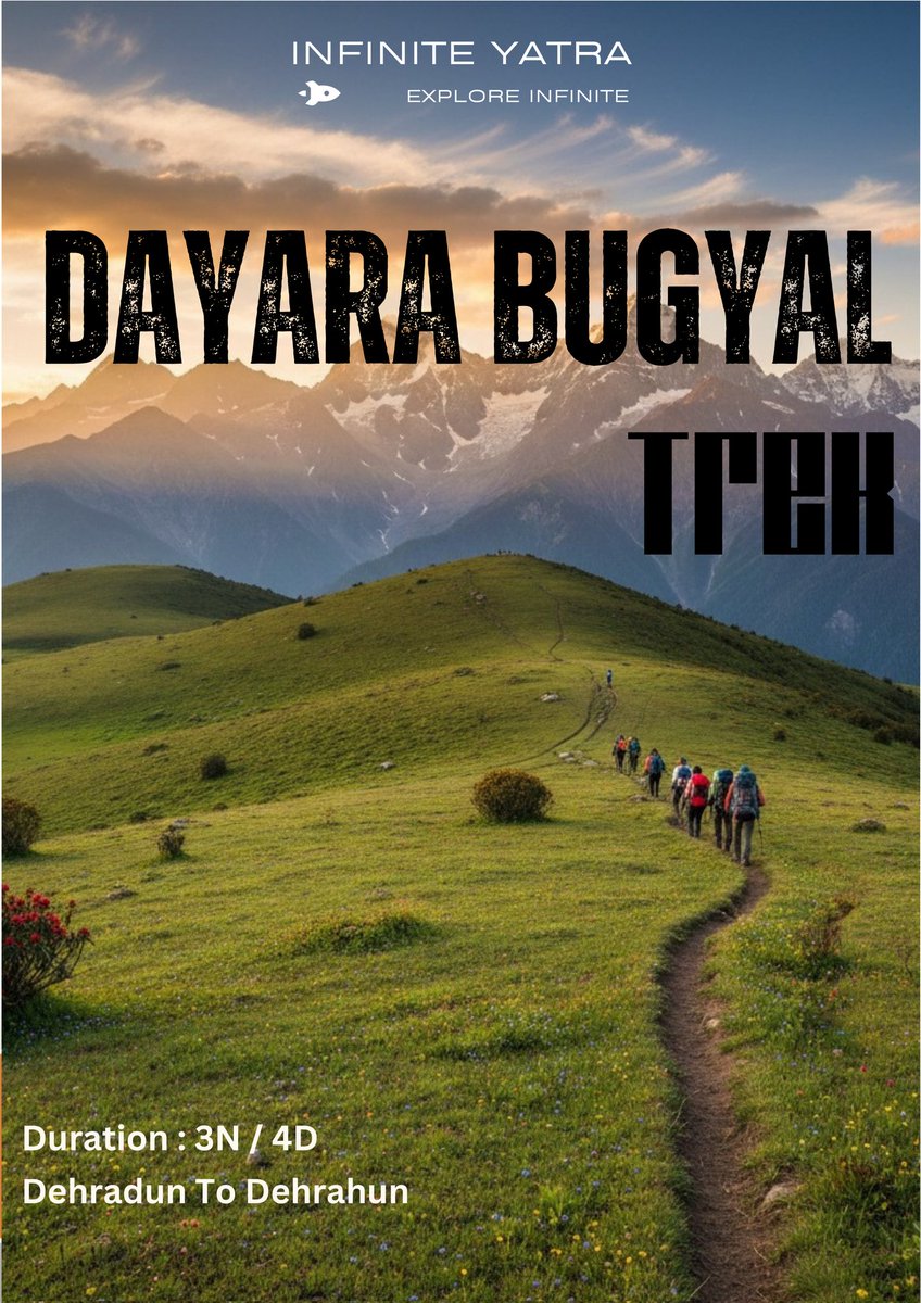 infiniteyatra's tweet photo. DAYARA BUGYAL WINTER TREK

Dehradun – Basecamp – Summit – Back to Dehradun

Altitude: 12,500 ft

Duration: 4D / 3N

Difficulty: Easy to Moderate

Frozen landscapes. Endless meadows.
Himalayan magic in every step.

Limited Slots Open.

#dayarabugyal #travel #treks #infiniteyatra https://t.co/cBaeh8n8qY