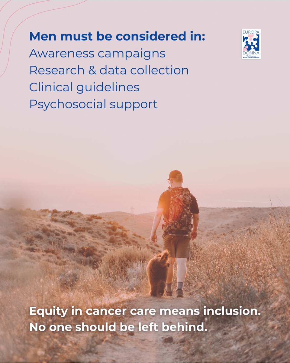 EuropaDonnaEUR's tweet photo. 💙 On #RareDiseaseDay, we highlight breast cancer in men: rare but real (1% of cases). Symptoms dismissed, stigma delays diagnosis. Awareness, info, listening—no one should face this alone. #MaleBreastCancer #BreastCancerAwareness @rarediseaseday @OncoAlert https://t.co/siIPSMtJyW