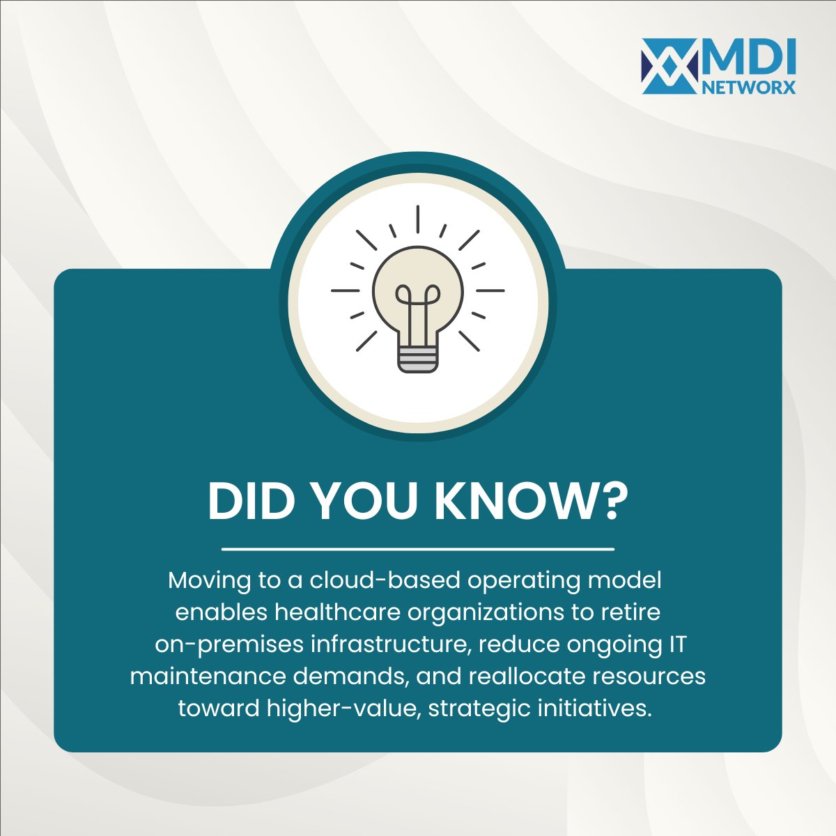 MDI_NetworX's tweet photo. Learn how cloud-based transformation is reshaping healthcare operations: https://t.co/aBEMAPhfqG 

#CloudTransformation #HealthTechStrategy #OperationalEfficiency #InfrastructureOptimization https://t.co/9u3QY9iRYl