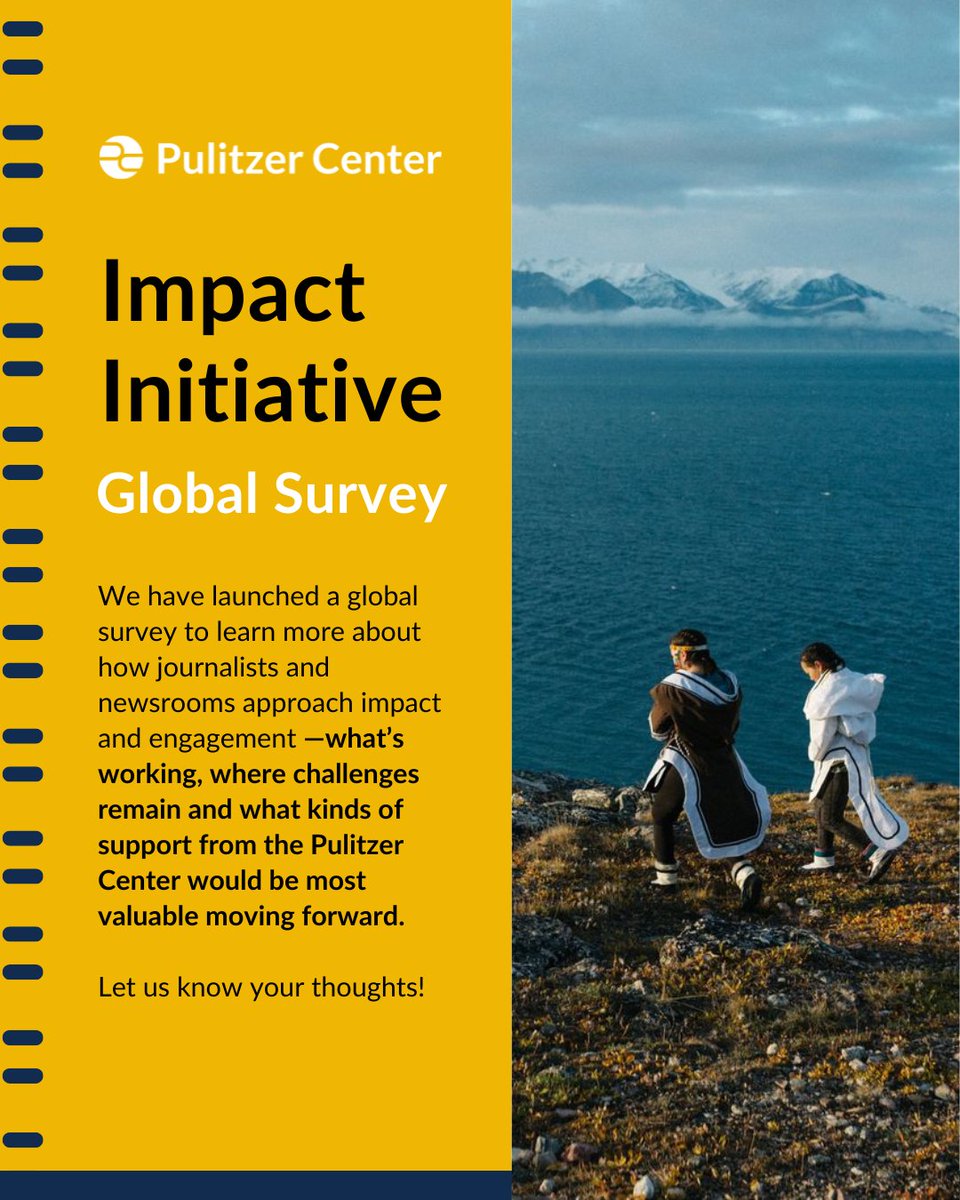 pulitzercenter's tweet photo. The Pulitzer Center’s Impact Initiative is running a global survey to map how newsrooms approach engagement and impact, and where further support is needed. Your perspective will help shape our future resources and programs. 
Let us know your thoughts! 👇🏼 
https://t.co/RgP7RC1UTV https://t.co/RWFCBKd5XN