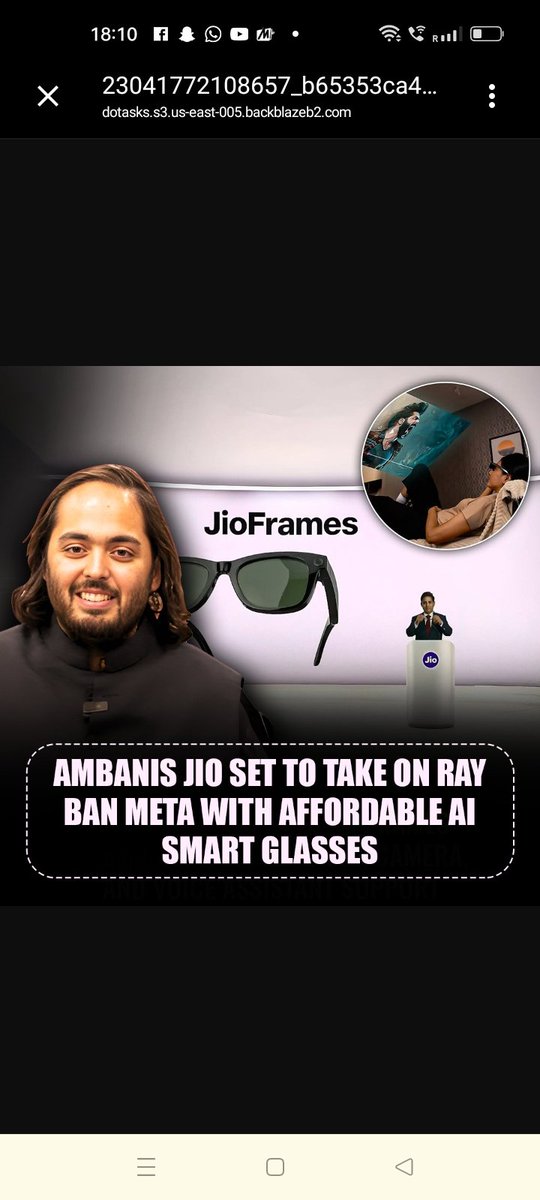 AnimalsSpacefbd's tweet photo. #Anant_AI_Innovation Anant Ambani's AI smart glasses could challenge global giants like Meta by offering advanced features and seamless integration. Stay tuned for innovation! 
 Jio AI Glasses https://t.co/68ZEgvbqM3