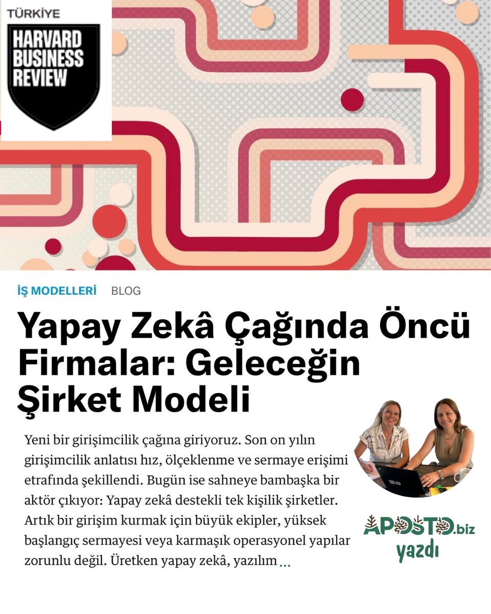 Aposto_biz's tweet photo. Girişimcilikte "büyük ekip, dev sermaye" dönemi yerini "Frontier Firm" (Öncü Firma) modeline bırakıyor. ✨
Üretken yapay zekanın operasyonları nasıl yalınlaştırdığını ve verimliliği nasıl merkeze aldığını gördükçe, biz de geleceğin şirket modelini HBR Review Türkiye için kaleme aldık.
Yapay zeka destekli bu dönüşümün yeni kurallarını ve öncülerini merak ediyorsanız yazının tamamı yayında:
🔗 https://t.co/Yq7dcZy7SH
🔗 HBR Türkiye: https://t.co/g6PnJ8CrQT

#FrontierFirms #İşModelleri #Girişimcilik #HBRTürkiye #ApostoBiz