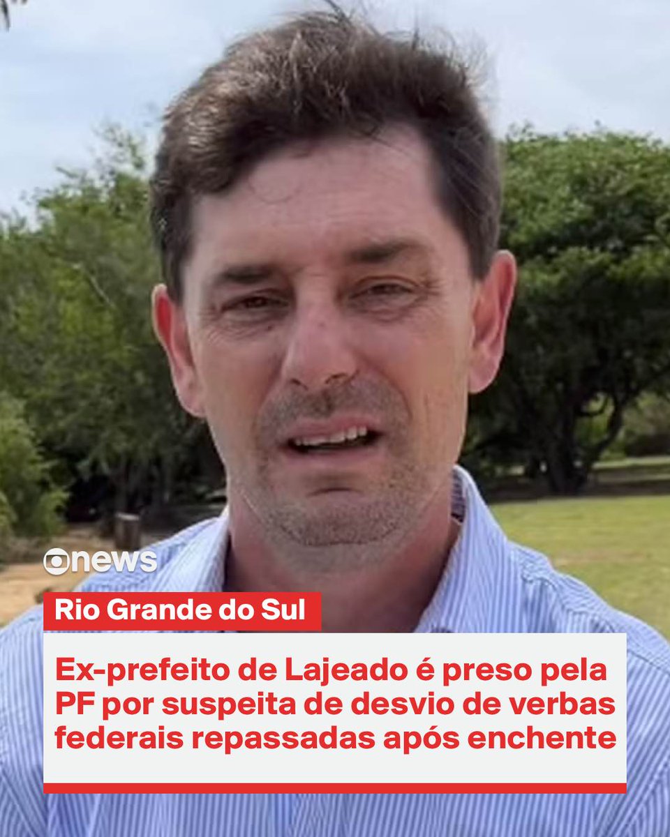 Marcelo Caumo, ex-prefeito de Lajeado (RS), foi preso pela Polícia Federal nesta quinta-feira (26). Investigações apontam desvios de verbas públicas que deveriam ter sido destinadas a reconstrução da cidade logo após as enchentes e estragos de 2024.  Conforme apuração da PF, há
