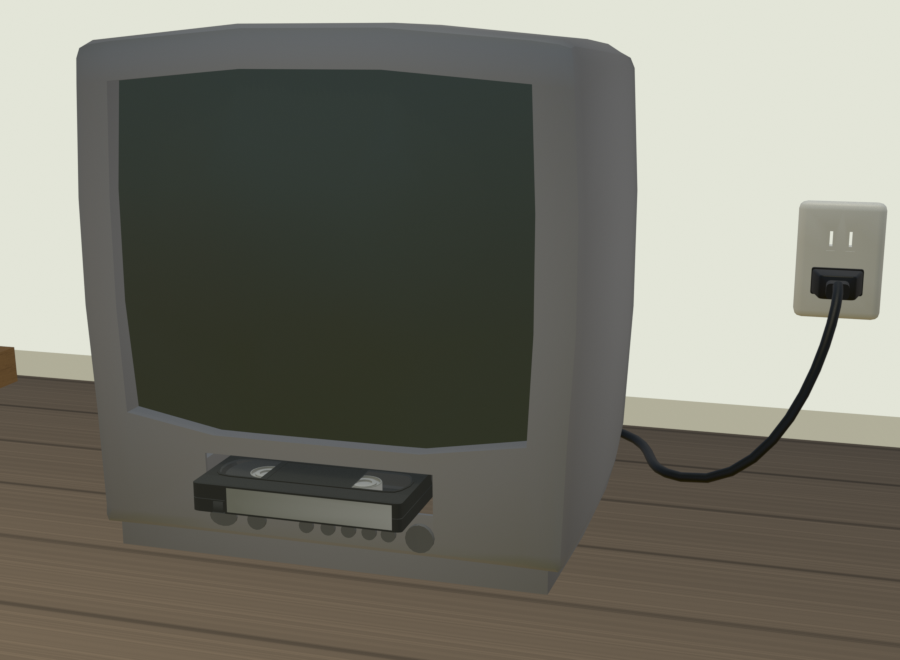 wanconogame's tweet photo. ブラウン管テレビとVHSビデオテープを作りました
 #blender #ゲーム制作 https://t.co/OYwdohpy1r