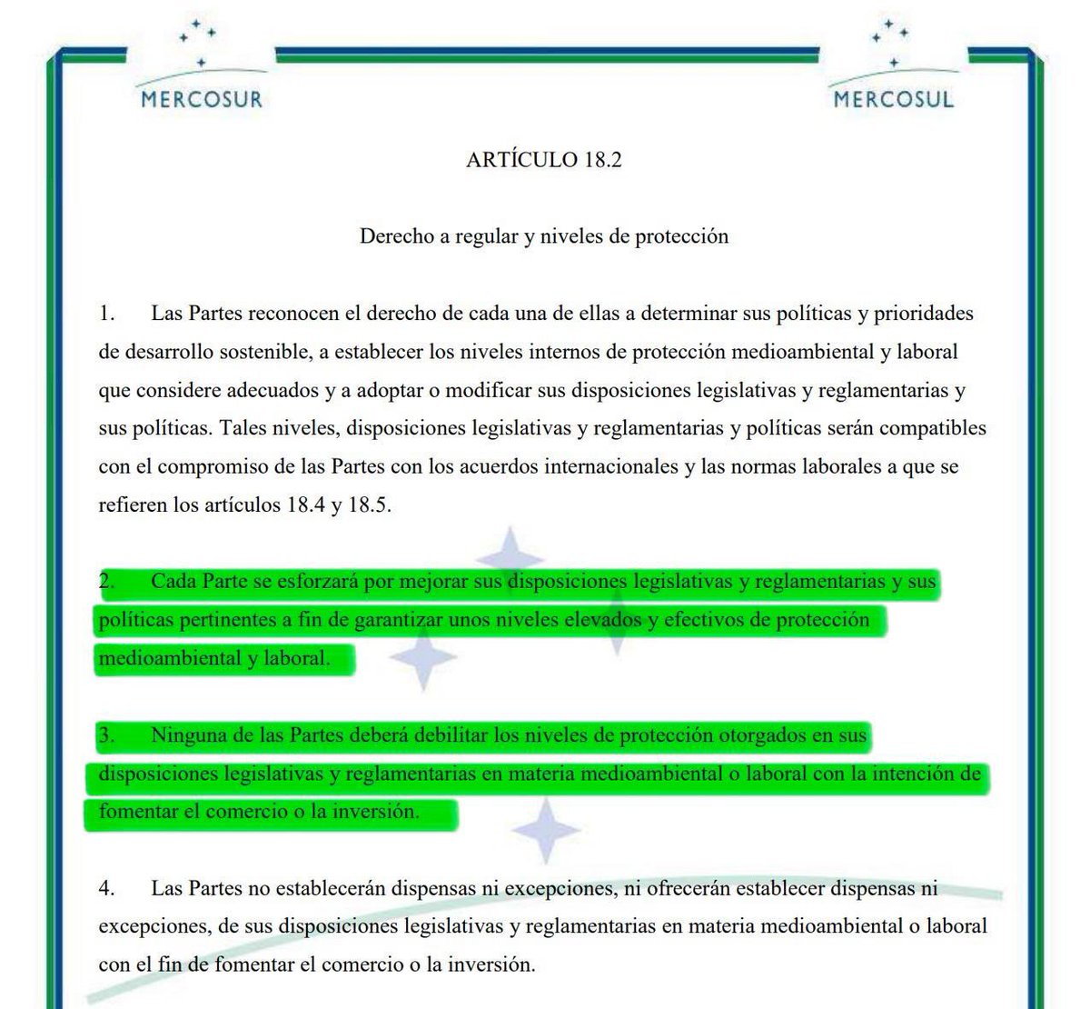 Al votar la modificación regresiva de la Ley de Glaciares, estarán votando en contrario a lo que establece el acuerdo Unión Europea–MERCOSUR.

Sean serios.