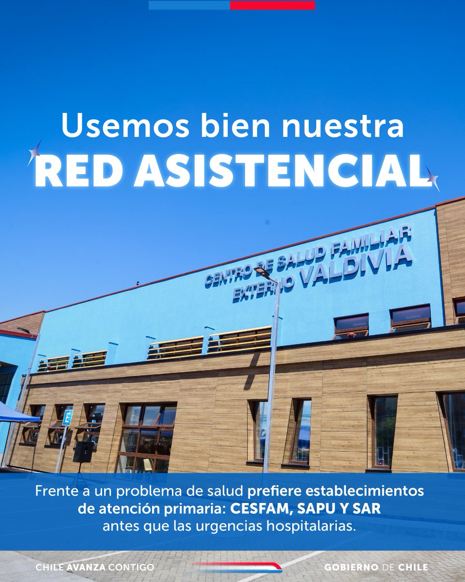 🏥Recuerda que si tienes un problema de salud, prefiere acudir a establecimientos de atención primaria como los Cesfam, SAPU y SAR, antes que las urgencias de los hospitales.