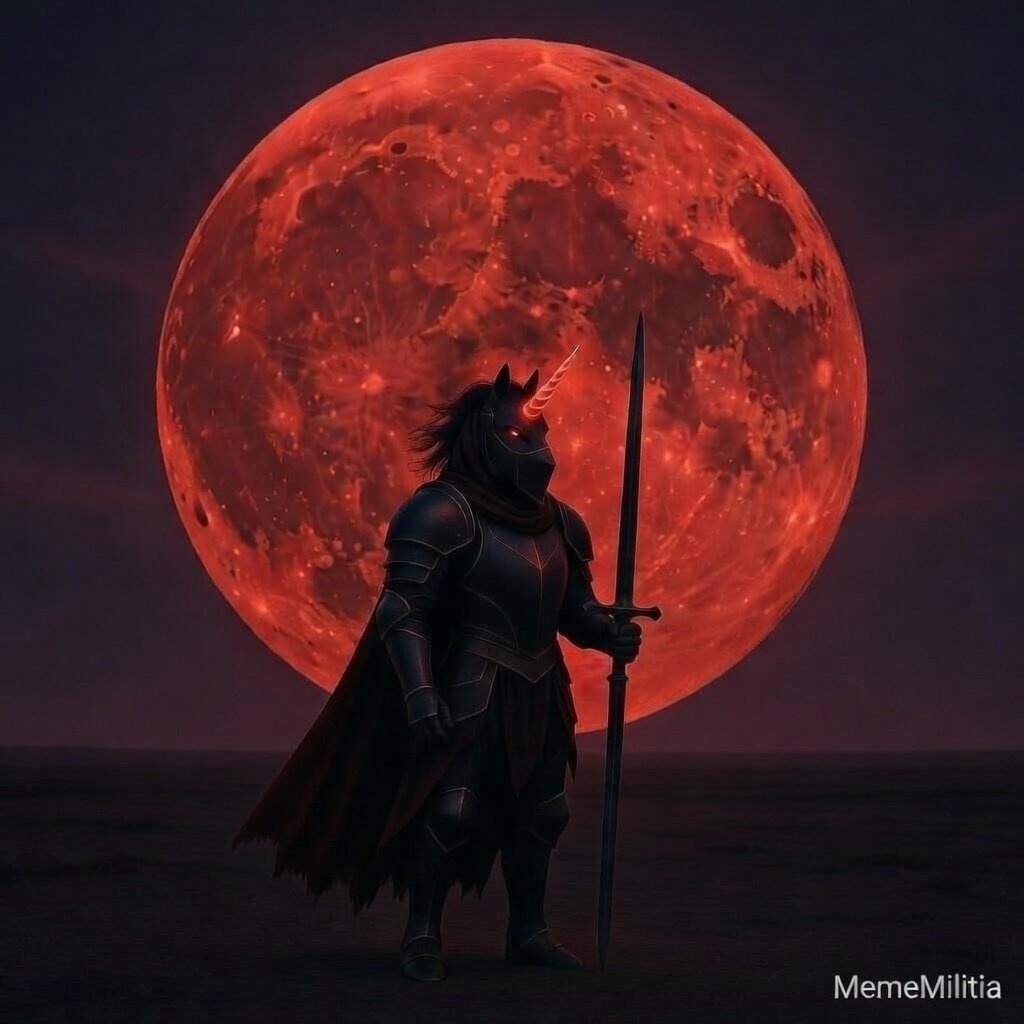 Crypto_Butter0's tweet photo. Under the blood moon, stillness before the storm.
@RRMemeMilitia stands eternal.
Launching soon.
Own the legend. Stack the power
#Mememilitia #BossDon https://t.co/6cMQUbV5OQ