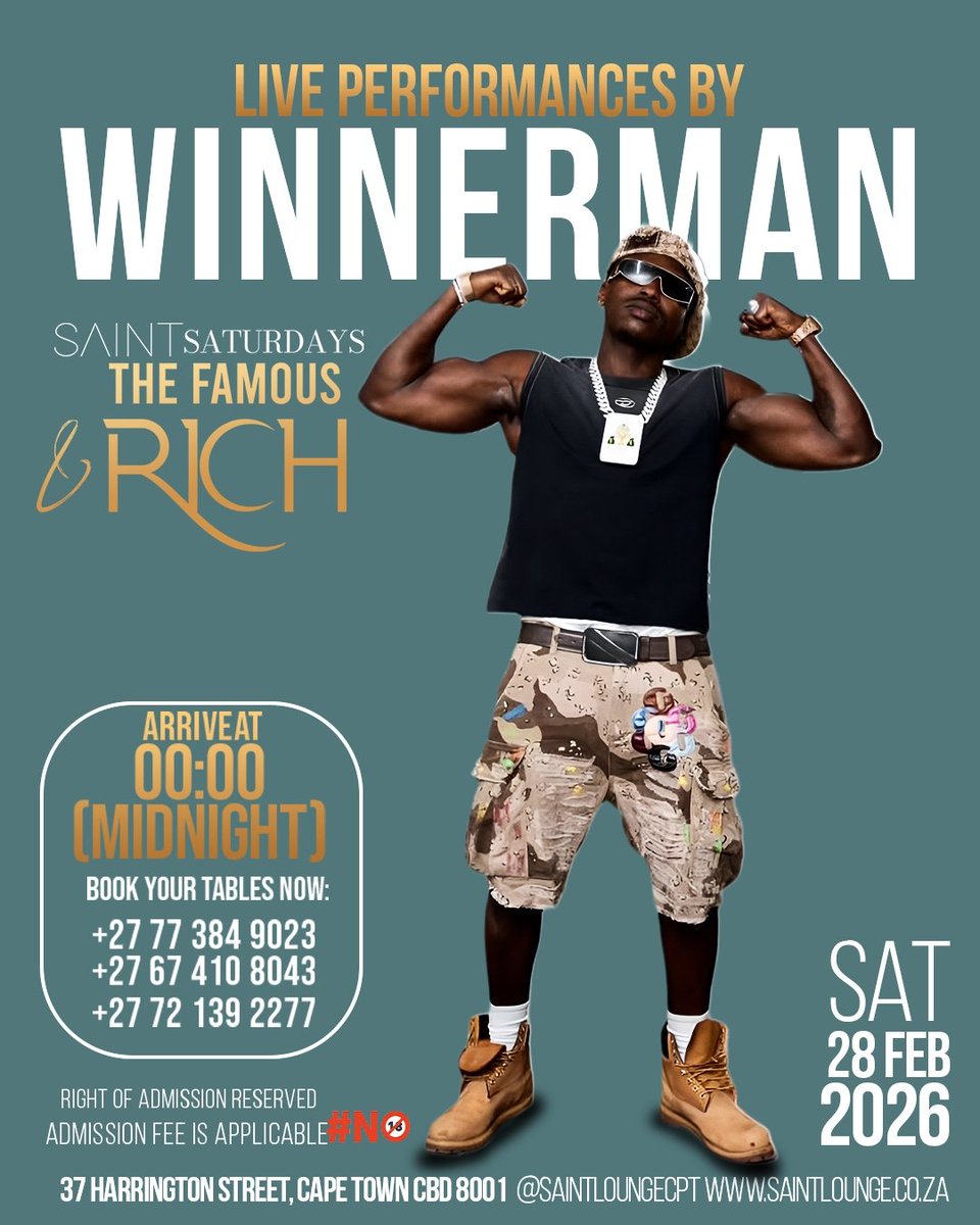 heis_winnerman's tweet image. This Saturday, the wave touches down LIVE. WINNERMAN is back at Saint Lounge, bringing the sound, the presence, and that undeniable energy for Saint Saturdays: The Famous &amp;amp; Rich.

📅 Saturday, 28 February 2026

Come and let's vibe to Mon’Ami and more 🎵🎶

#BWE #Winnerman