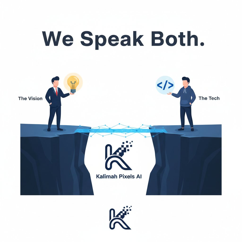 KalimahPixelsAI's tweet photo. Startups fail when founders and devs don't speak the same language. 🗣️🚫
A "simple button" for you might be a database migration for them. We act as Technical Business Consultants to bridge the gap.
We translate business goals into clean code. 📈💻
#Startup #Tech #KalimahPixelsAI https://t.co/O3xQ0pCsbT
