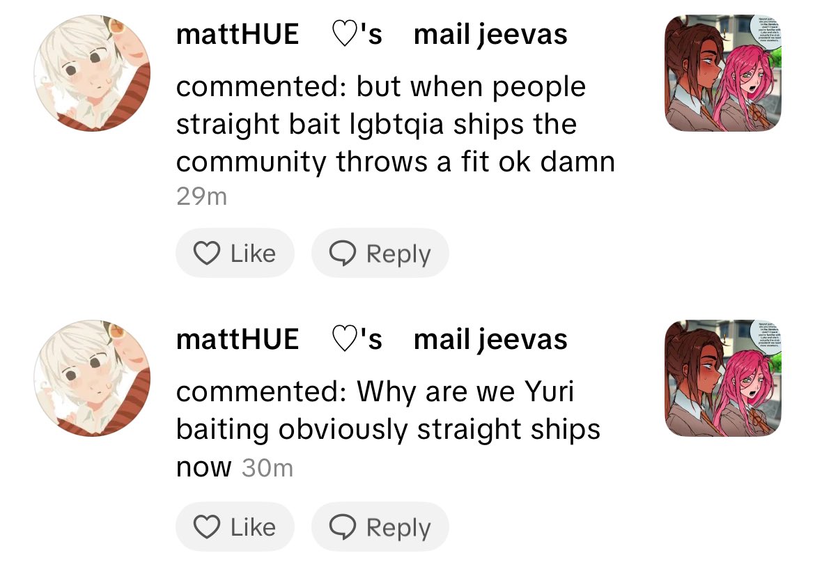 anniqx__'s tweet photo. yuri baiting obviously straight ships????  😭😭😭😭😭😭😭😭😭 can someone translate to me what the fuck are they tryna say abt my art holy shit https://t.co/iiQTN9FlIW