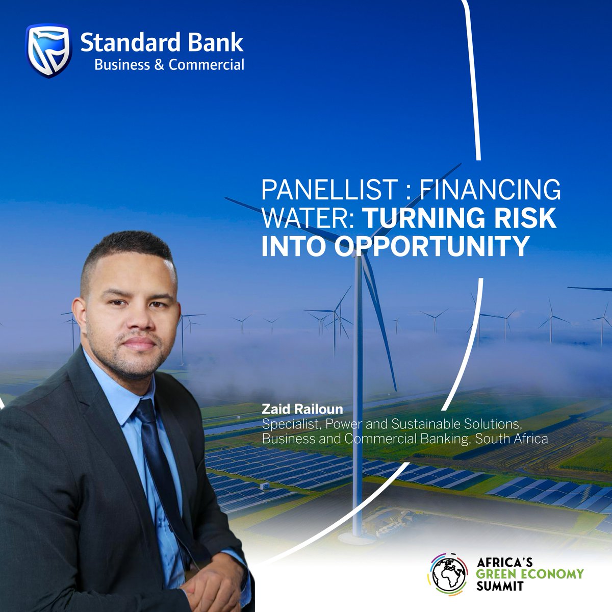 SB_BusinessZA's tweet photo. Zaid Railoun joins the Financing Water panel at #AGES2026, exploring how financial innovation can unlock capital for sustainable water infrastructure.
#Ages2026 #GrowGreenThinkBlue https://t.co/FwpBBYmtDE
