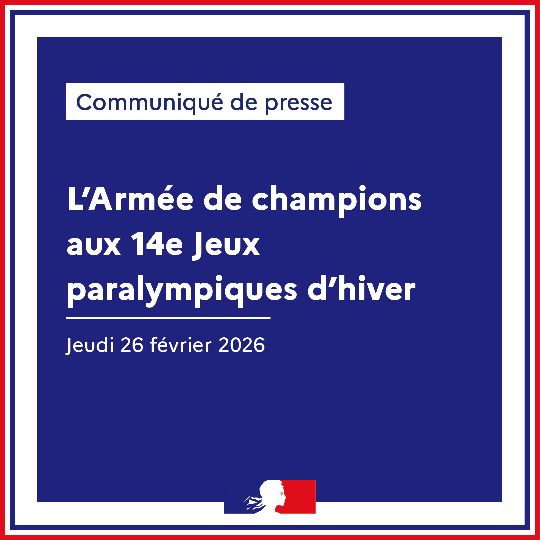 Armees_Gouv's tweet photo. [𝐂𝐨𝐦𝐦𝐮𝐧𝐢𝐪𝐮𝐞́ 𝐝𝐞 𝐩𝐫𝐞𝐬𝐬𝐞] 𝐋'𝐀𝐫𝐦𝐞́𝐞 𝐝𝐞 𝐜𝐡𝐚𝐦𝐩𝐢𝐨𝐧𝐬 𝐚𝐮𝐱 𝟏𝟒𝐞 𝐉𝐞𝐮𝐱 𝐩𝐚𝐫𝐚𝐥𝐲𝐦𝐩𝐢𝐪𝐮𝐞𝐬 𝐝’𝐡𝐢𝐯𝐞𝐫
La 14e édition des Jeux paralympiques d’hiver se déroulera du 6 au 15 mars 2026. L’équipe de France sera composée de 13 athlètes dont 4 athlètes du Bataillon de Joinville – Armée de champions. Ces athlètes participeront aux épreuves dans trois  disciplines.👇
https://t.co/BybX0yLrye