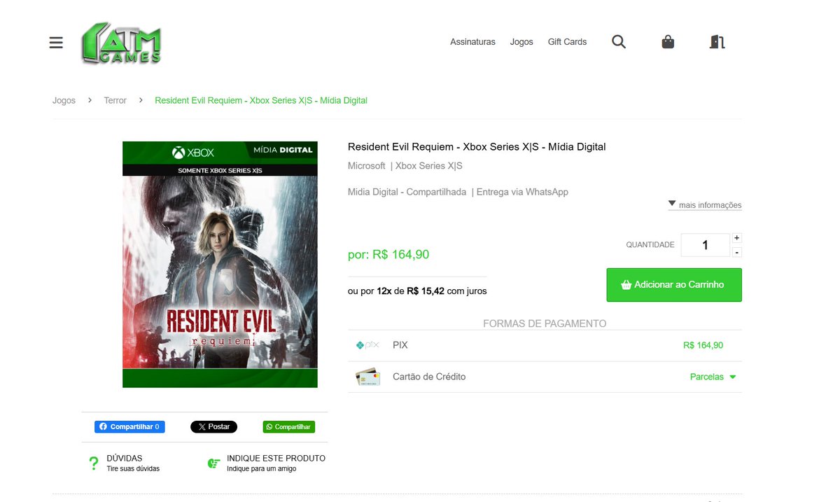 MarginalXbox's tweet photo. Quer jogar Resident Evil Requiem ainda hoje? Então dá uma passada na ATM Games, uma loja conhecida pela seriedade e bom atendimento.

Se decidir comprar por lá, é só mencionar que veio do canal “Marginal do Xbox”, o canal mais raiz e mais barulhento da rua!
E o que você ganha ao mencionar o canal? NADA🤣😂😆 Sfd

Simples: aquela moral com o criador do canal — e quem sabe alguma vantagem que a loja ofereça oficialmente.
https://t.co/rjtzV3cAB6