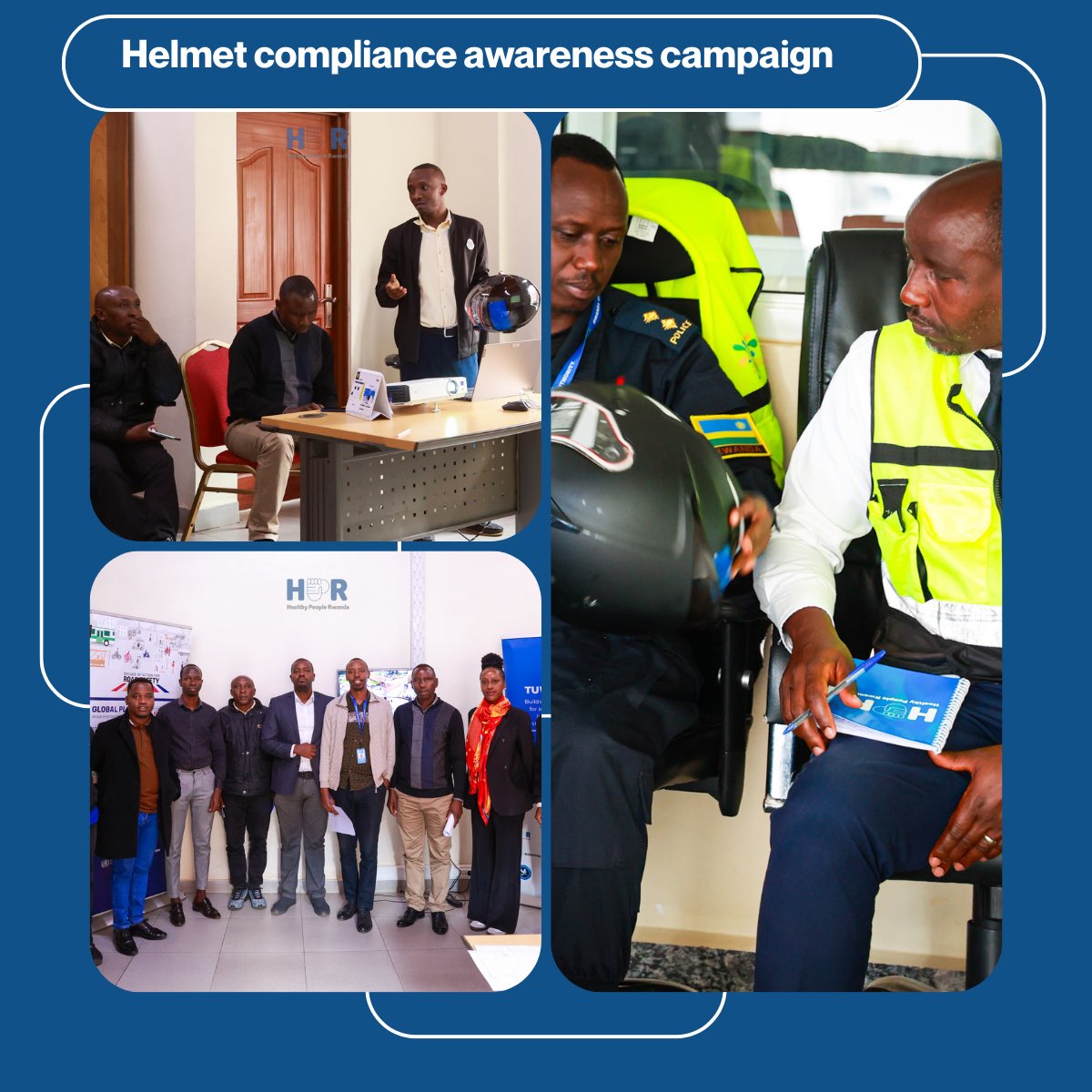 HealthyPeopleRw's tweet photo. Every helmet carries a life. Discover how our nationwide awareness campaign, implemented this month at border posts across Rwanda in collaboration with partners, is helping strengthen helmet safety: https://t.co/SyatiLlOrw

#Tuwurinde #hpr #KasikeIkwiye #roadsafety 

@FIAFdn https://t.co/HRvSiRtMtv
