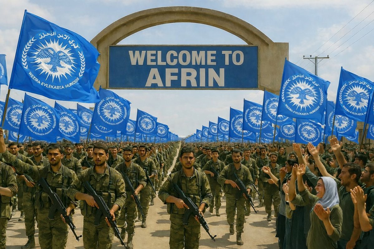 BawerSarhad's tweet image. Hêz, yekîtî û azm 💙 Di bin siya ala şîn de, irade û hevaltî bi hêz dimeşe.
#Efrîn #Yekîtî #Hevaltî #Hêz #AlaŞîn #Azm #Civak #Berxwedan