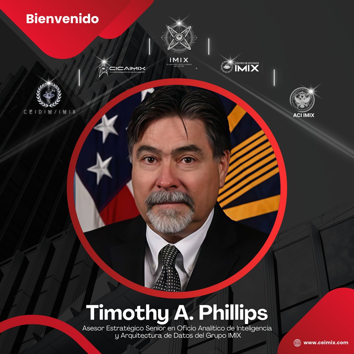 🇪🇸 UN HITO PARA LA INTELIGENCIA PLANETARIA: TIMOTHY PHILLIPS SE UNE AL GRUPO IMIX

Con una trayectoria de más de 45 años en la comunidad de inteligencia y defensa de los Estados Unidos, y habiendo servido como Subdirector de la All-domain Anomaly Resolution Office (AARO) del