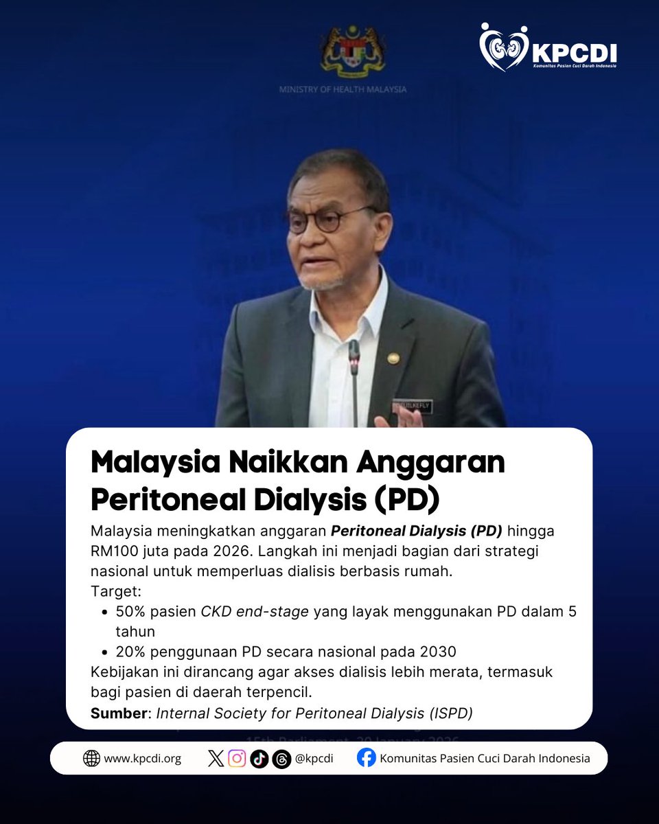 kpcdi's tweet image. Malaysia berani memperkuat PD-First. 
Malaysia memperkuat kebijakan PD-First dengan anggaran dan target jelas. 

Indonesia bagaimana?

#PDFirst #CAPD