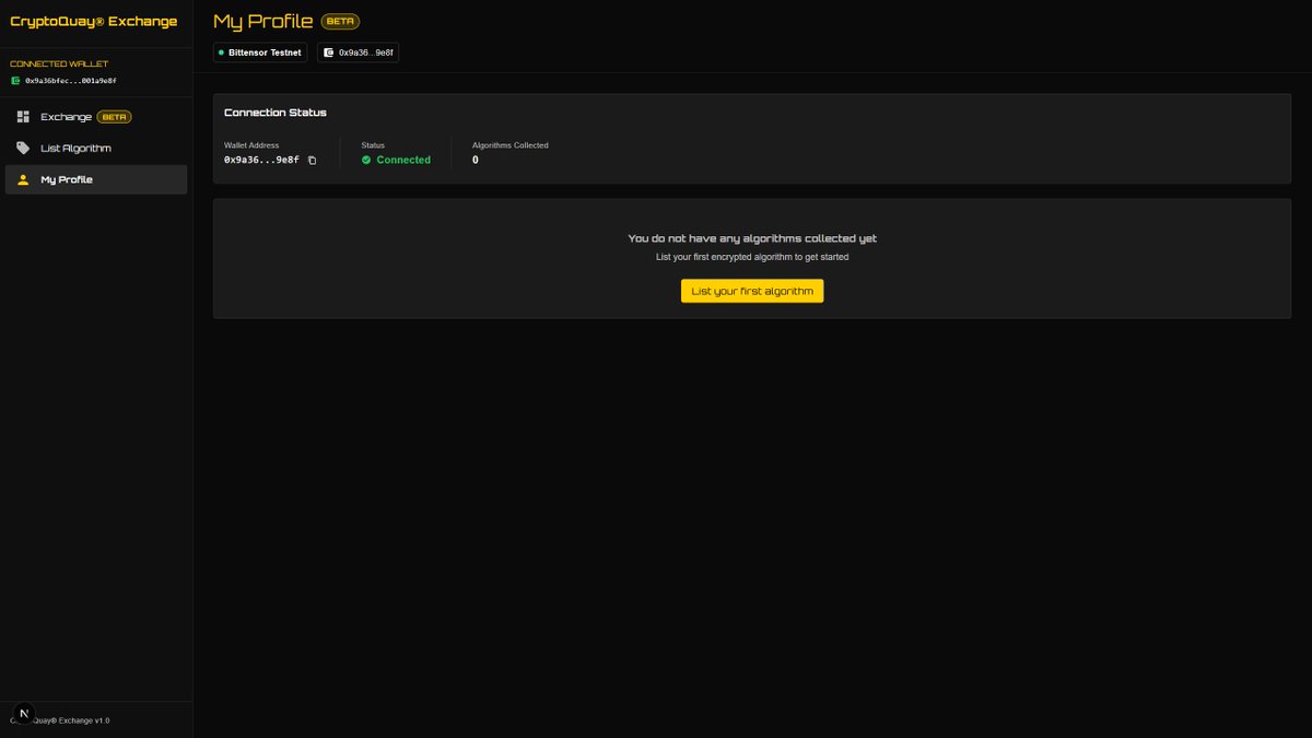 crypto_quay's tweet photo. The new "exchange" of algorithms implementation is now nearly done for Beta – what still remains to do is some twists in the user-story to allow people to test.

Restrictions apply: Functionality is first limited to only "Unverified" algorithms before the verification process is automated. This means that algorithms to be minted and shared are restricted to only "Accepted" entities. 

Acquiring, however, will be enabled for free templates. The first one(s) will be applicable to #SN79 @mvtrx_79.

The service will be made available via https://t.co/FX3D0aZCUJ. Instructions will follow in the next couple of days how. We will be able to give Beta Access to those interested.

$TAO #Bittensor