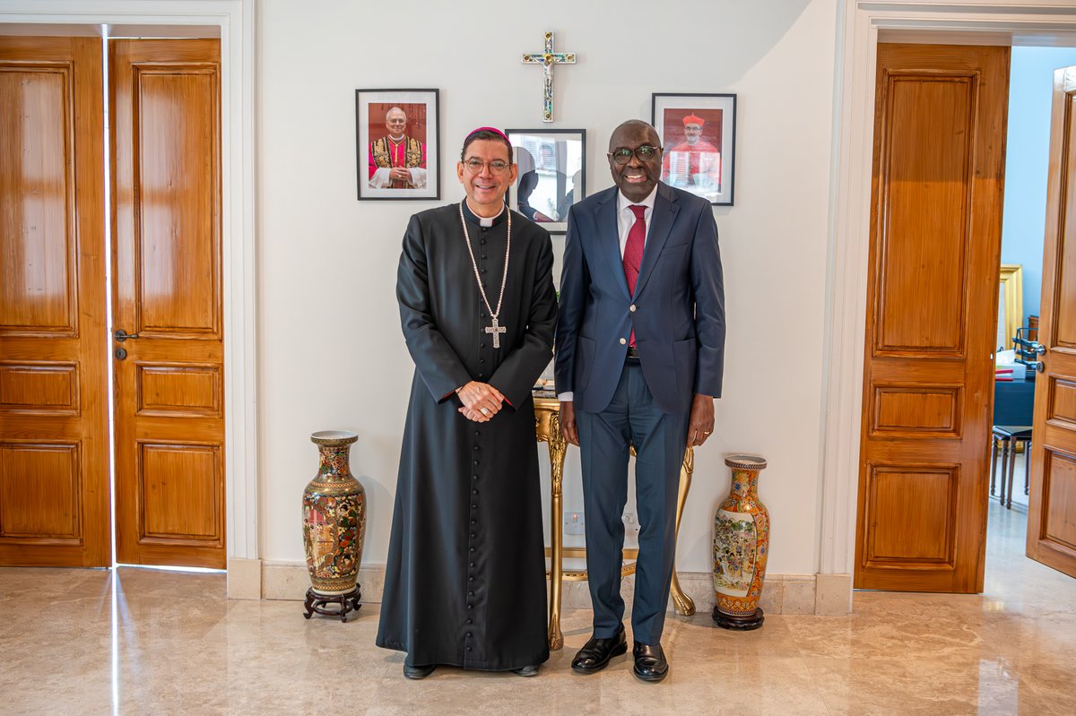 UN_CYPRUS's tweet photo. Top @UN official in #Cyprus, Khassim Diagne, held a positive meeting this morning with the Bishop for the Latin Catholic Community, Bruno Varriano. Constructive dialogue and interfaith cooperation are vital pillars for peace and harmony on the island. 🕊️ #A4P 
📷UNFICYP/Peter Šulgan