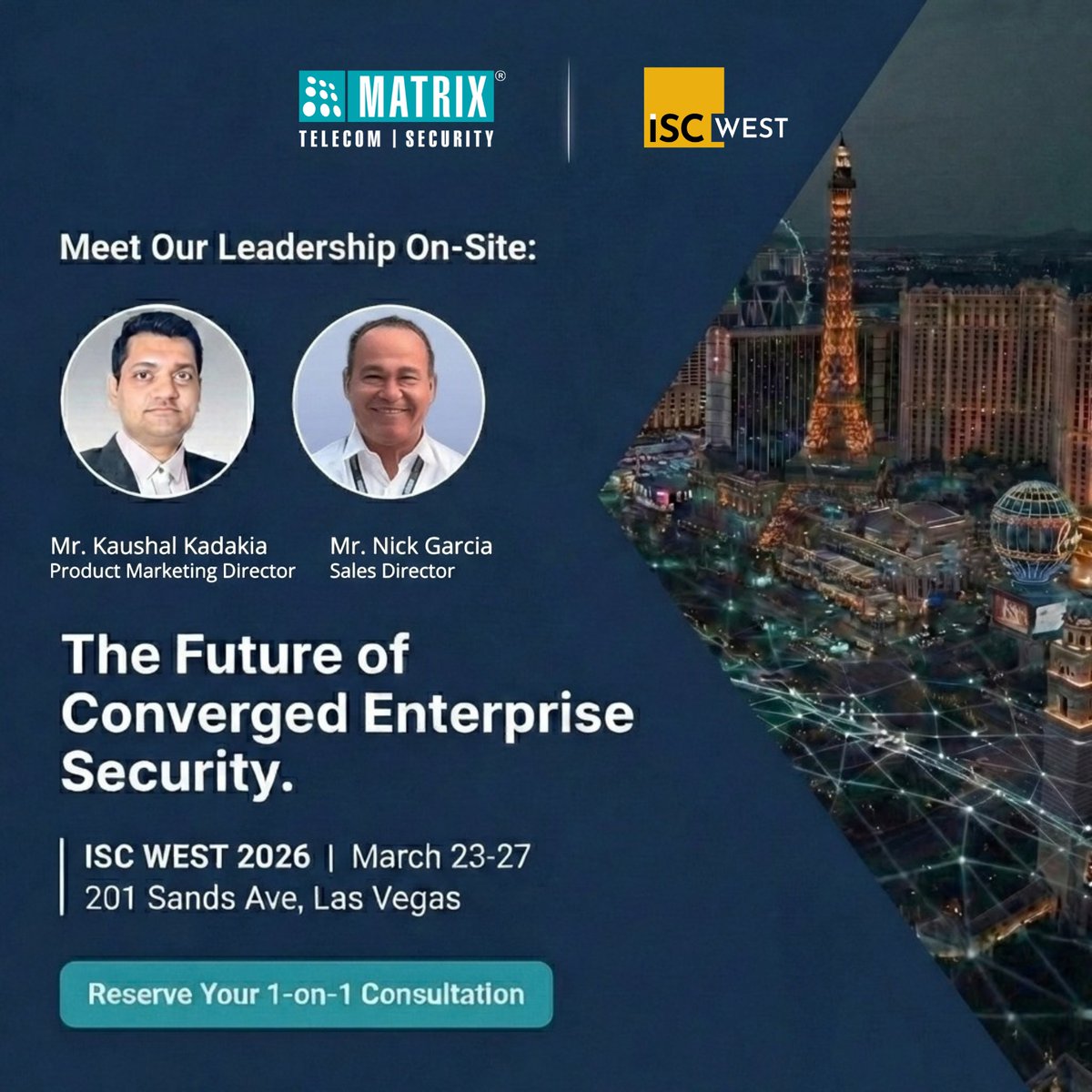 At ISC West 2026, we are moving beyond product displays to host strategic discussions on redefining enterprise security frameworks.

Register Now: matrixcomsec.com/isc-west-2026/ 

#ISCWest2026 #EnterpriseSecurity #ConvergedSecurity #MatrixComsec #SecurityArchitecture