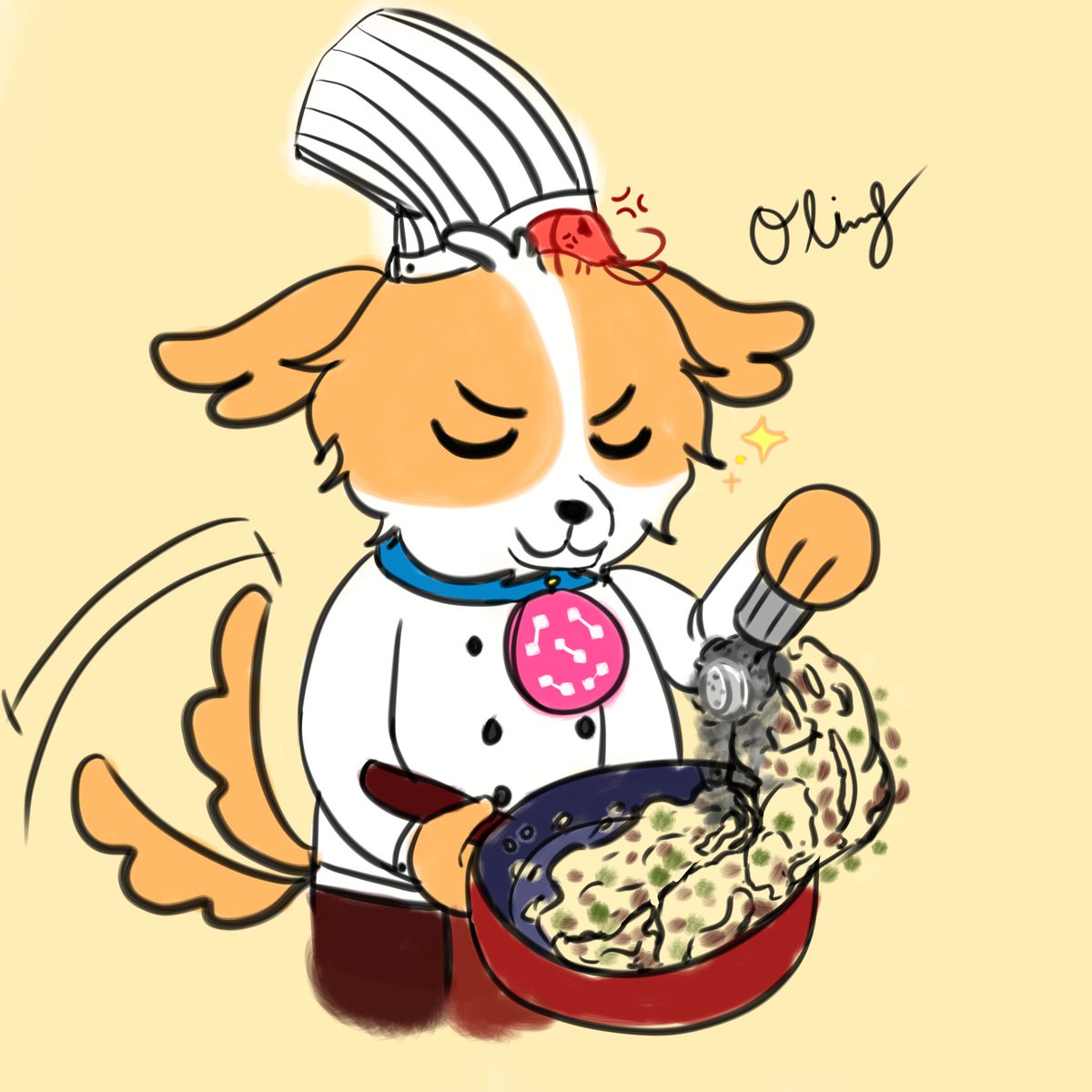 Olive_artgrind's tweet photo. #SentientAGI
*sniffs* Oooooh something smells good? Dobby are you cooking rice—WAIT THAT'S TOO MUCH PEPPER QAQ!!!
If you want to cook without relying on a food-loving rat or an angry shrimp on your head, try @SentientAGI today ;D https://t.co/WMZRBFm2kf