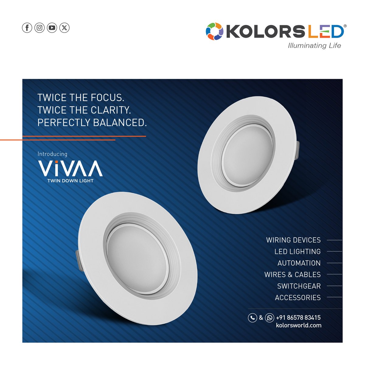 KolorsIndia_tw's tweet photo. The ViVAA Twin Down Light by Kolors delivers uniform, glare-free lighting with a minimalist form. Its twin-beam design ensures better coverage, clarity, and visual comfort - ideal for modern ceilings that demand more from their light.
#Kolors #LED #ModernLighting #LEDDownlight https://t.co/ZvoLuuRgyA