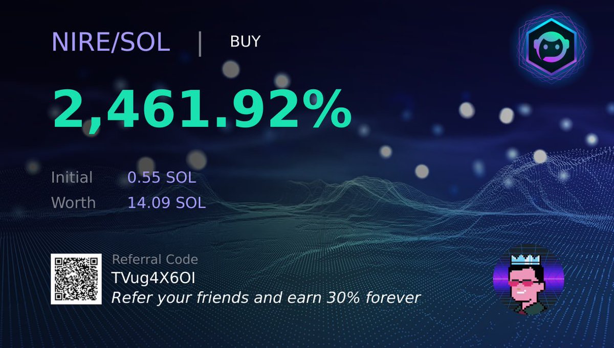 🪙 $NIRE PnL

We’re staying cautious in the current market, but $NIRE seems worth a small position.  ⚖️

👁‍🗨 View Call :
t.me/AstroX_Onchain…

➡️ Live Trading: AstroX Pro Hub 
t.me/AstroXPro_Bot?…