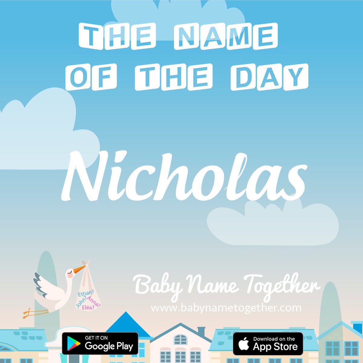 BabyName2gether's tweet photo. 🌈 Today’s boy name idea: 💕 Nicholas 💕 ! Find unique baby names for your little peanut with the app 📱 https://t.co/0CJUoJQyCm or 📔 read more about the name #Nicholas on https://t.co/o5iD8j6X97 #names #motherhood #pregnancy #baby #momtobe #boyname #maternity #Babyboy https://t.co/iJfq5rWt8p