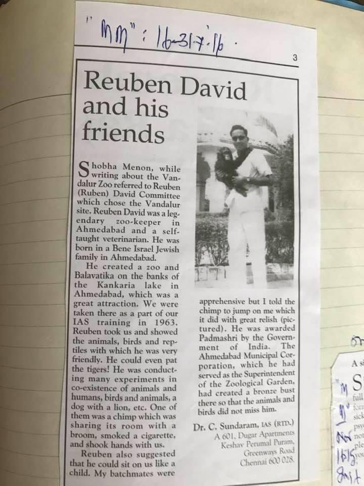 <a href="/narendramodi/">Narendra Modi</a> <a href="/narendramodi_in/">narendramodi_in</a> <a href="/AmitShah/">Amit Shah</a> Sir,in your excellent speech to the Israel Parliament,you referred to the Jews in India including the Kankaria zoo’s enterprising Reuben David.I was a Probationer then!He was also a Consultant to Madras Zoo.I wrote an articleon him.Regards