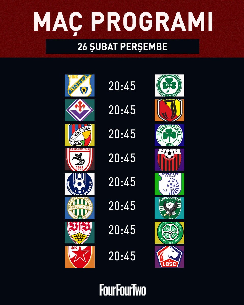 FourFourTwo_TR's tweet image. 🤩Futbol heyecanı, Avrupa Ligi ve Konferans Ligi programı ile devam ediyor.

#FourFourTwo