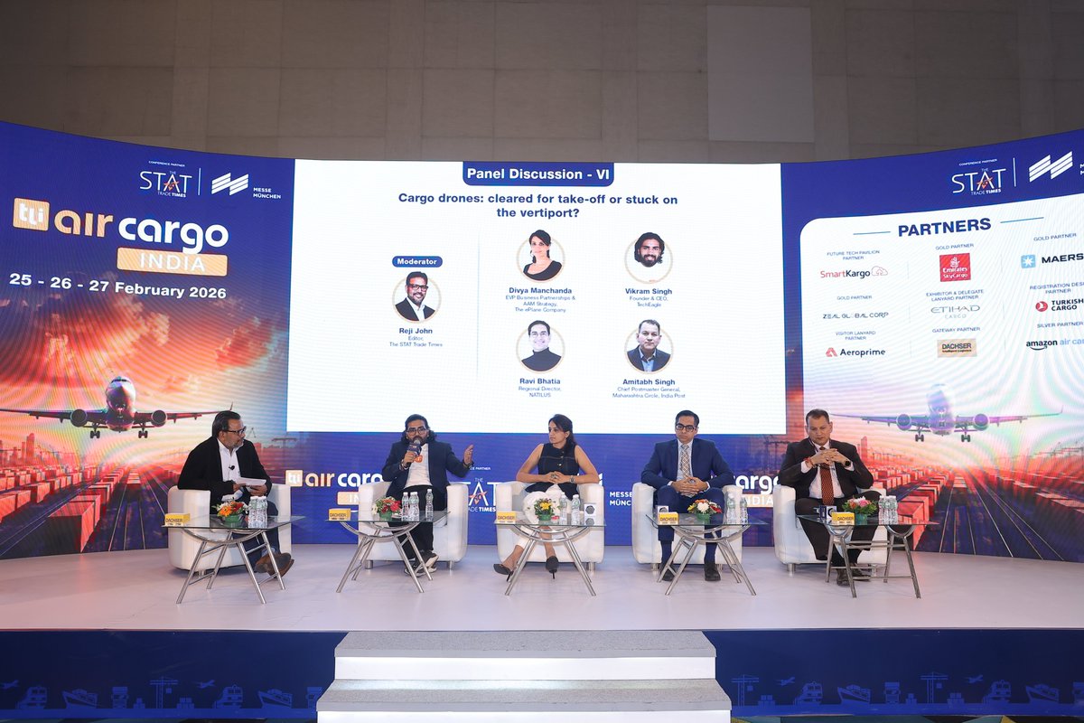 AirCargoIndia's tweet photo. 📌 Date: 25–27 February 2026 📍 Venue: Jio World Convention Centre, BKC, Mumbai 

 #aircargoIndia2026 #AirCargo #DroneLogistics #CargoInnovation #SupplyChainTechnology #AirCargoIndia https://t.co/Sv89iDmDff
