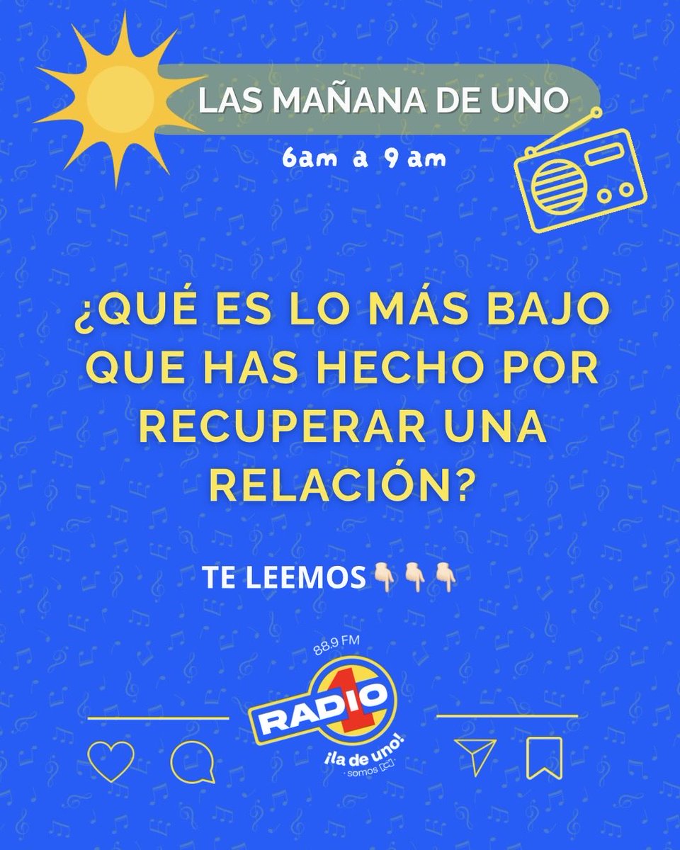 RadioUnoBogota's tweet image. En Las Mañanas de Uno hoy nos ponemos intensos 🔥 ¿Qué es lo más bajo que has hecho por intentar recuperar una relación? 👀. Te leemos, pero no juzgamos 😏👇.
#lasmañanasdeuno #relacion #ex #radiounoladeuno