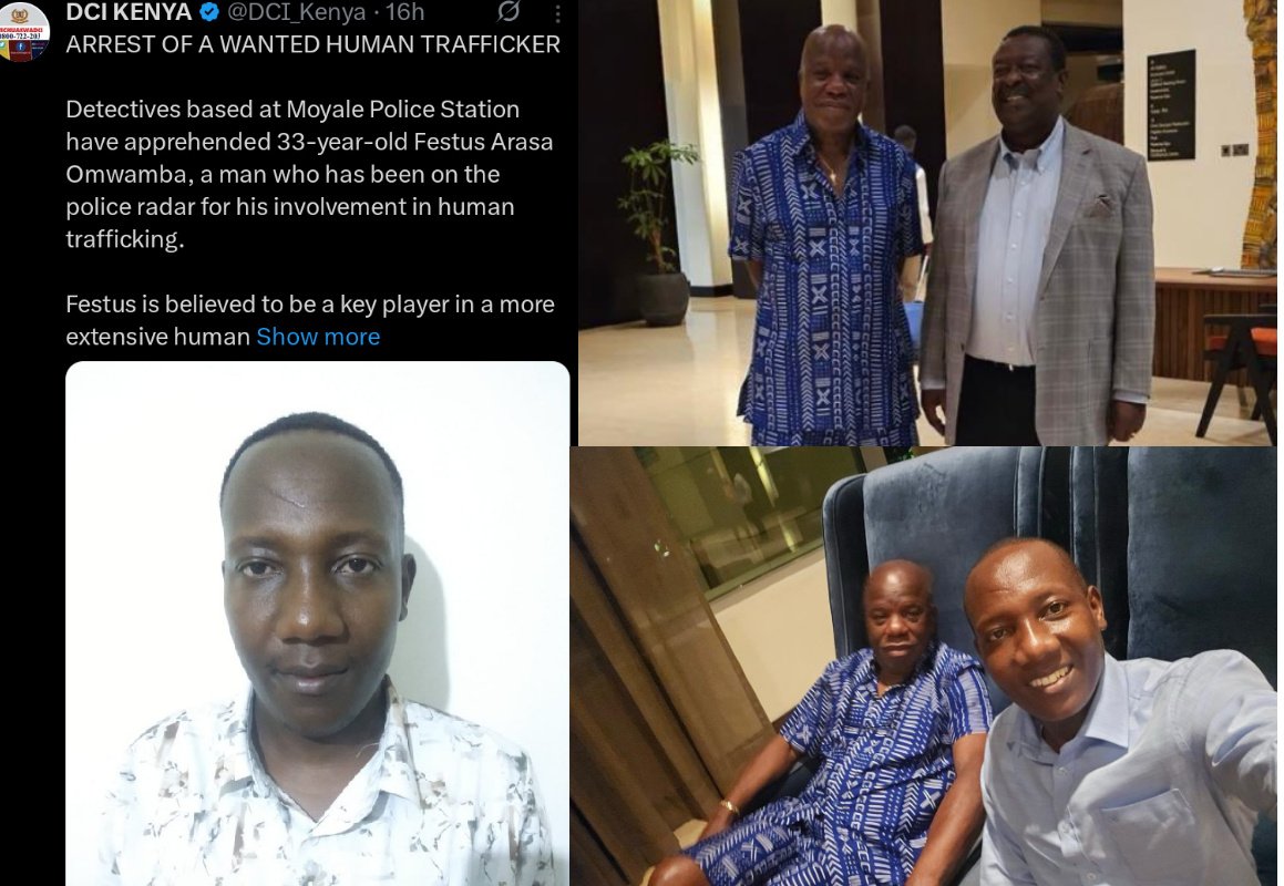Evidence kwa Karatasi!!

Musalia Mudavadi should be  arrested for  being part of a human trafficking syndicate responsible for recruiting Kenyans into the Russian Army.

Festus Arasa who was arrested by  DCI alikuwa mtu wa mkono Tu,

The real Masterminds ni Musalia na the guy in