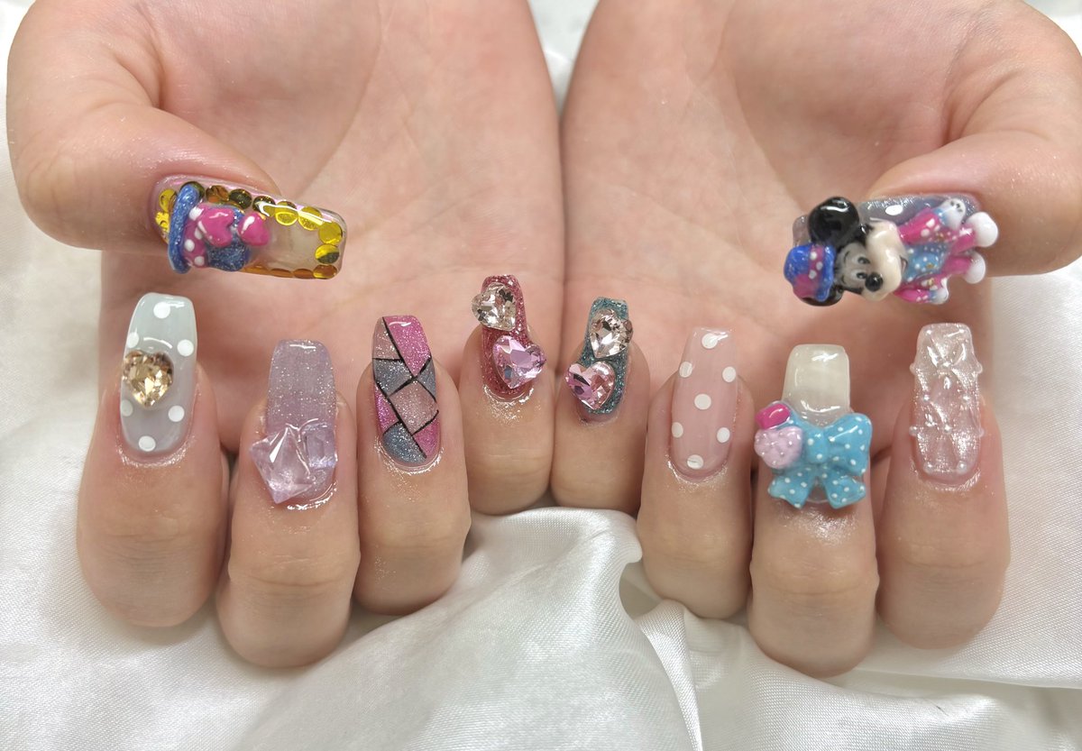 M_mouse_heart's tweet photo. ミニパルネイル🩷💜

ミキヲタなので3Dミッキーだけど🤣
こだわり詰め込んだ！！ https://t.co/iVkwHHcowS