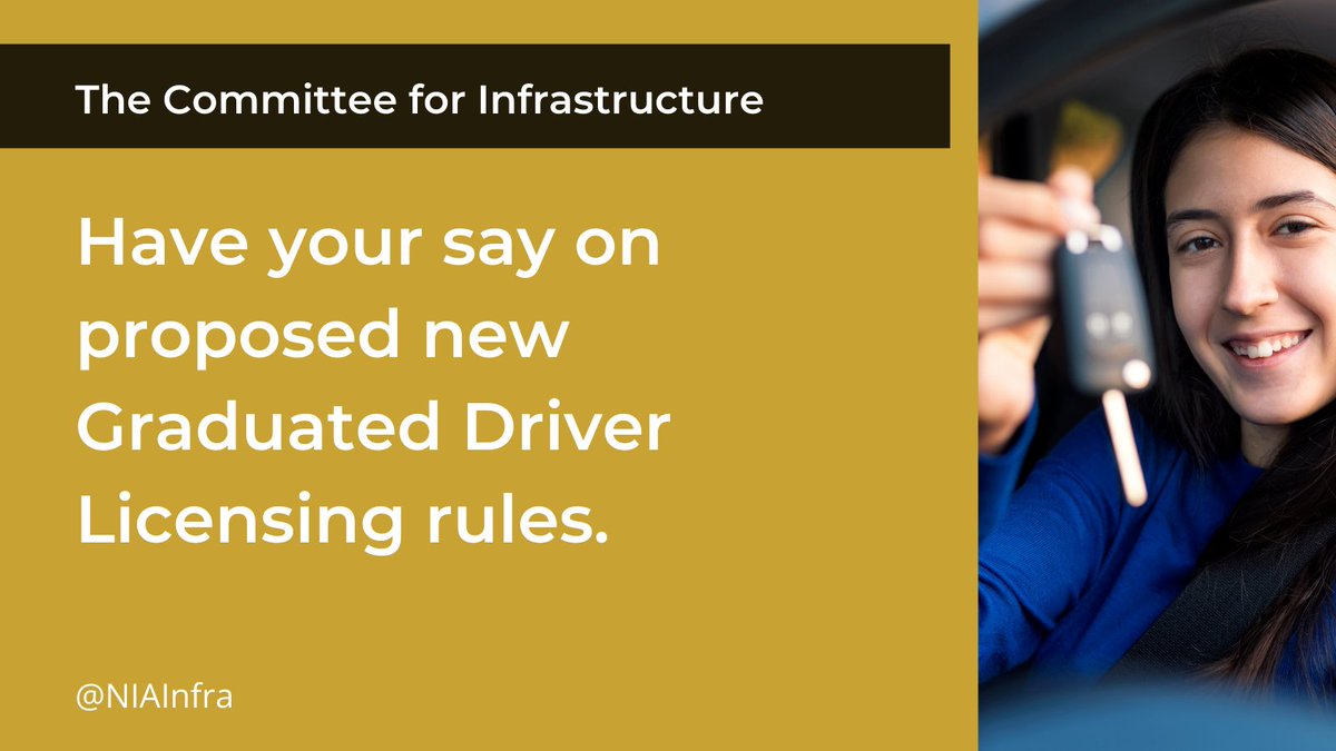 NIAInfra's tweet photo. The Minister for Infrastructure has introduced new proposals to implement Graduated Driver Licensing (GDL) in Northern Ireland.

Tell us what you think: https://t.co/tv2NvwSaPM

#NIAssembly #NIInfrastructure https://t.co/t2p5u5vsPp