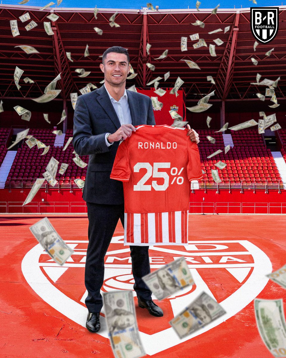 brfootball's tweet photo. Cristiano Ronaldo has purchased 25% of La Liga 2 club Almería 💸 https://t.co/E90E7qMJWe