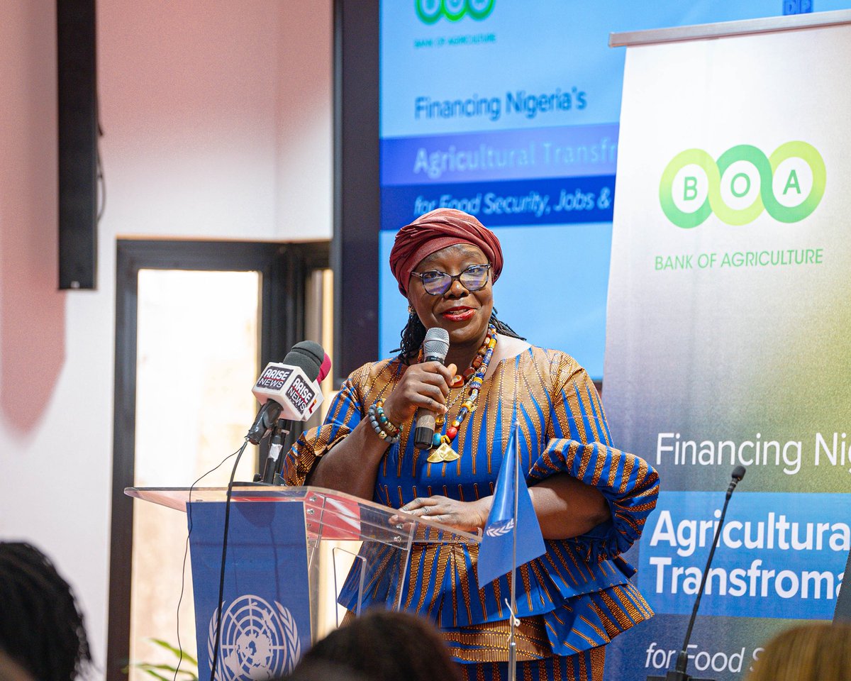 ElsieAttafuah's tweet photo. Dev’t takes flight when it expands opportunity for all and protects 
livelihoods. It is felt when farmers can:
✅ Access finance
✅ Grow climate-resilient crops
✅ Reach markets

In Nigeria, agriculture is the heartbeat of communities, the engine of rural livelihoods, and a key driver of national resilience and economic transformation.

Through a strategic MoU, @UNDPNigeria joins forces with @bankofagricng under the leadership of @ayosotinrin to deploy integrated, investment-ready agricultural valuechain portfolios at national and subnational levels, aligned to reforms and designed for scale. 

A flagship of the partnership, the #OneMillionHectareTree 
Crop Initiative, drives commercial agriculture, jobs, exports, ecosystem restoration, and climate resilience.