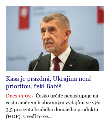 Priorita jsou zemědělské dotace pro pána na fotce a rozhazování za důchody, aby byl pán na fotce opětovně zvolen.

Jsme totiž taková mýtická země někde uprostřed oceánu, kde žijí samí penzisti a netýká se jí dění ve světě.