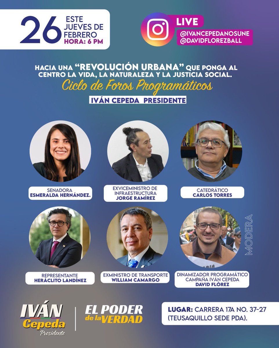 DavidFlorezBall's tweet photo. A diferencia de otras candidaturas @IvanCepedaCast ha venido presentando al país un programa de cambio, serio y transformador.

Hoy discutiremos sobre su propuesta de Revolución Urbana: Vivienda, economía popular, transporte y servicios públicos. https://t.co/4Reb9uiyb8