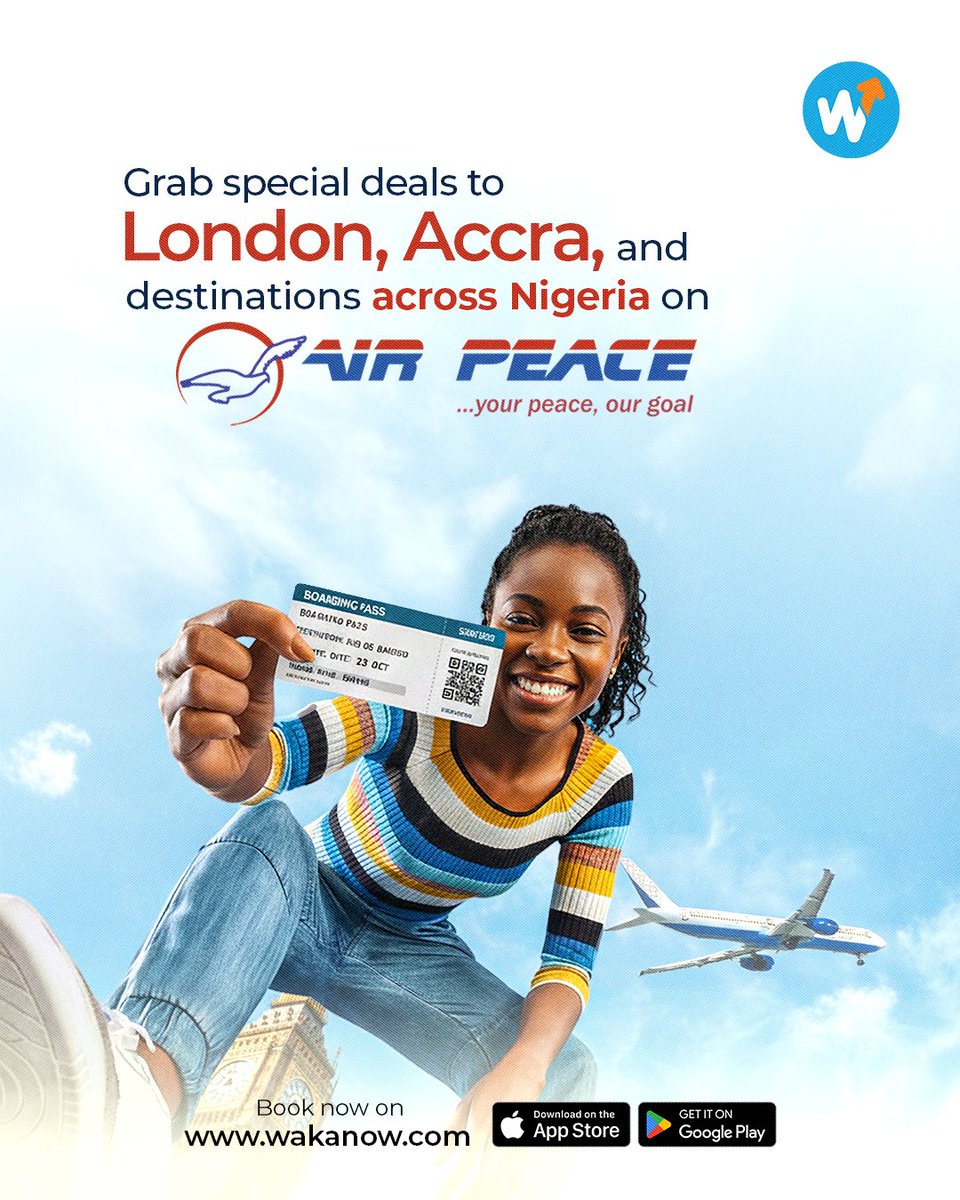 Wakanowdotcom's tweet image. Lock in Airpeace special deals before London and Accra seats fill up! 

Book now on wakanow.com or download the app. 

Let's Go! 

#Wakanow #Pricing #Travel #AirpeaceExpansion #2026