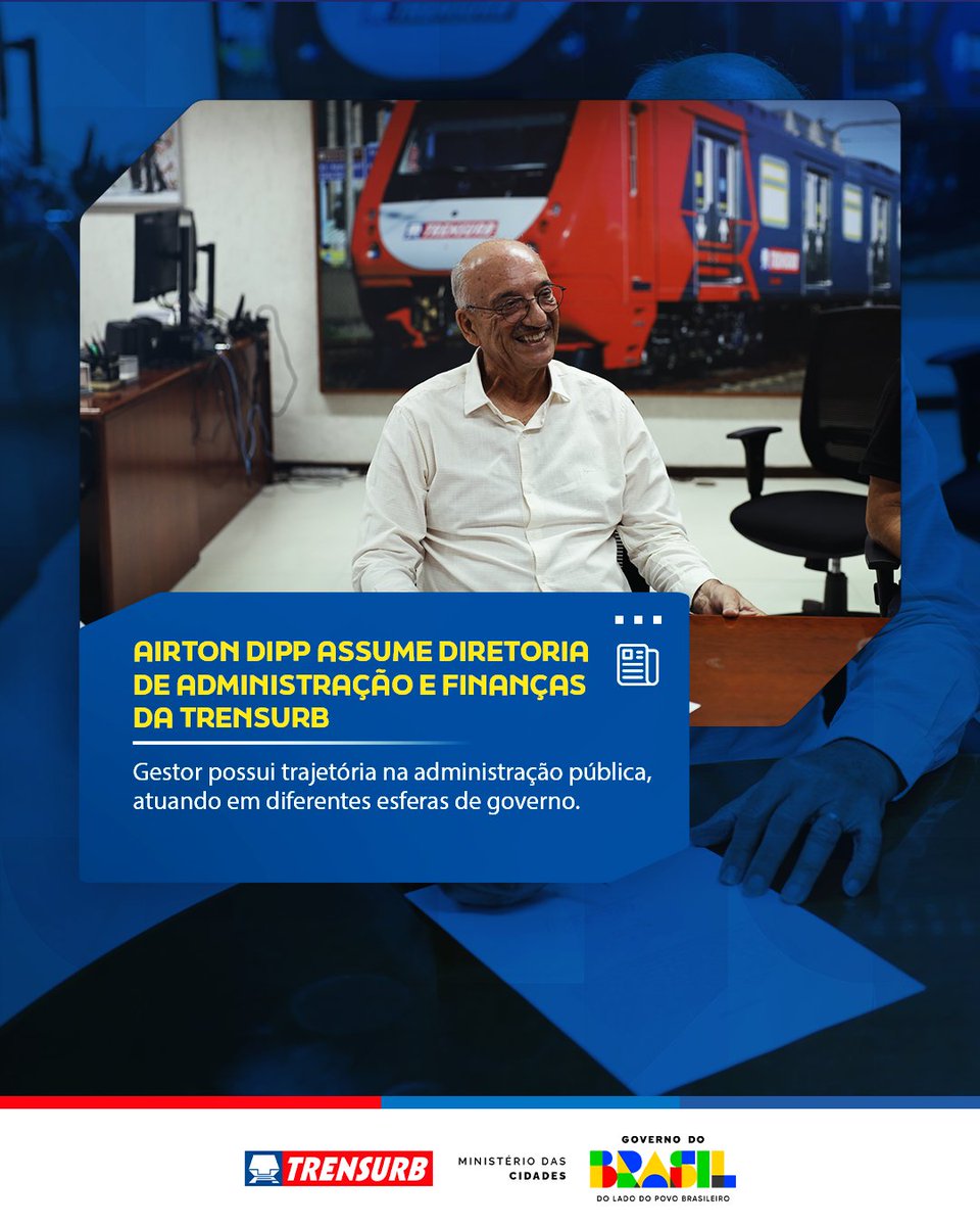 Airton Lângaro Dipp tomou posse como novo diretor de Administração e Finanças da Trensurb na última terça-feira (24). Com ampla experiência na gestão pública, assume com foco em eficiência e qualificação do serviço prestado à população.

➡️ Saiba mais: bit.ly/3MIkuPl