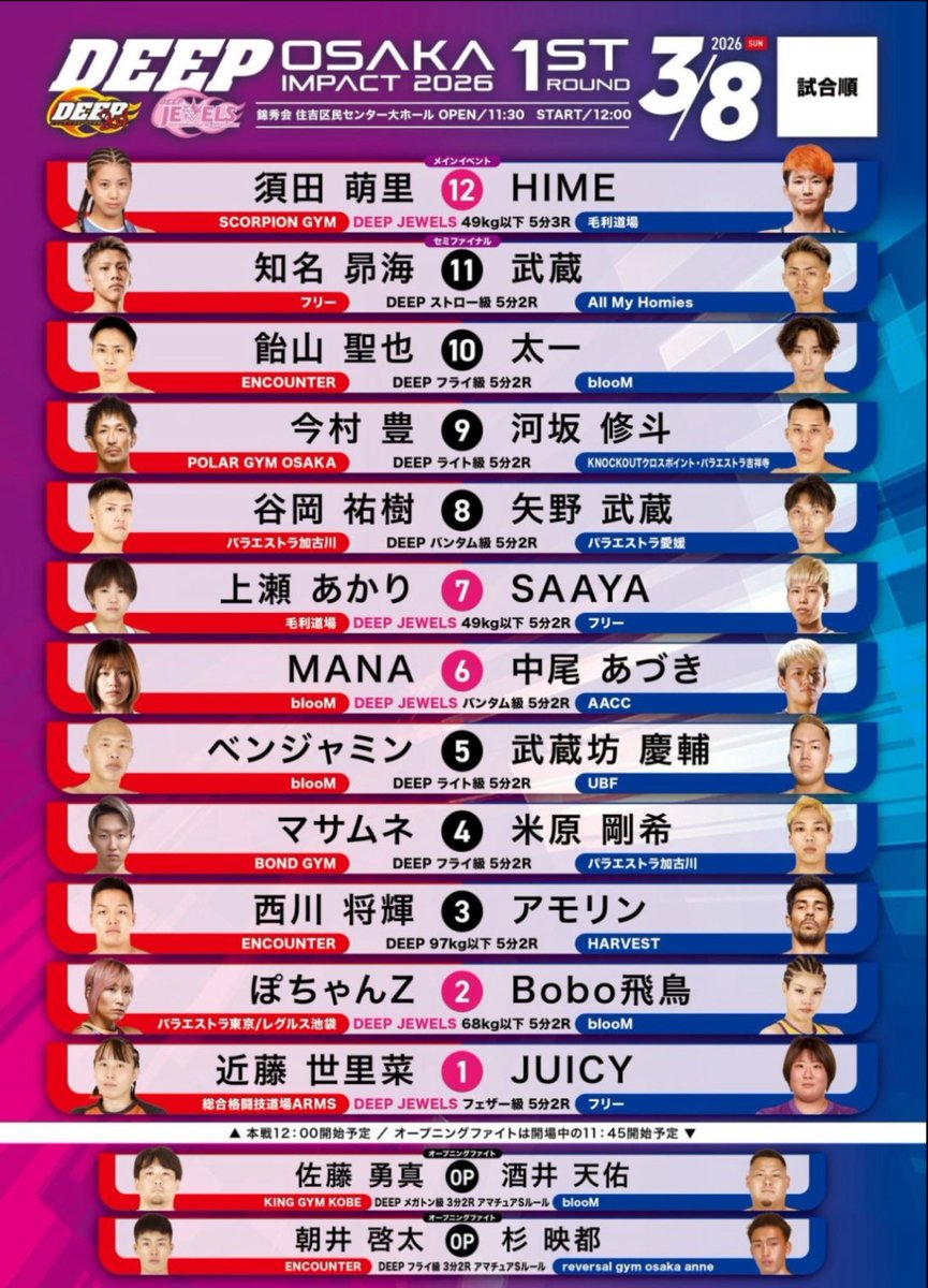 セミファイナルでやっちゃいます👍
応援よろしく💪

#DEEPOSAKA