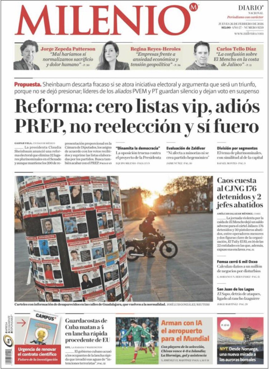 🔴 Estas son las primeras planas de los periódicos más importantes de circulación Nacional. 

#Nacional #Morelos