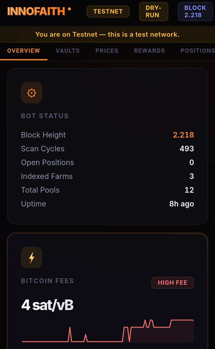 Innofaithbtc's tweet photo. The bot is running. 🤫
Block by block, Innofaith is scanning, indexing and learning Bitcoin DeFi on OPNet testnet.
We don't talk much. We build.
#Bitcoin #OPNet #BuildInPublic #DeFi #motoswap https://t.co/52sG8pgibh