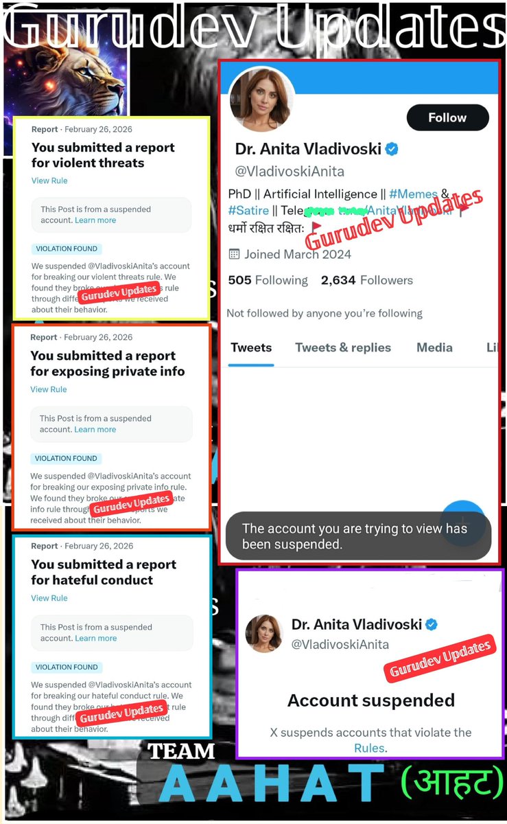 Team_Aahat_451's tweet photo. X suspends accounts which violate the X Rules
𝗦.𝗡𝗼. 209
Hateful ID @VladivoskiAnita
X  Joined March-2024
👉🥚😎क्तिन
[Abuser,hatred spreader]
🤝🇮🇳  #Aahat (आहट)🔊))
🖋 #𝔾𝕦𝕣𝕦𝕕𝕖𝕧_𝕌𝕡𝕕𝕒𝕥𝕖𝕤 https://t.co/HRf8WwHrao