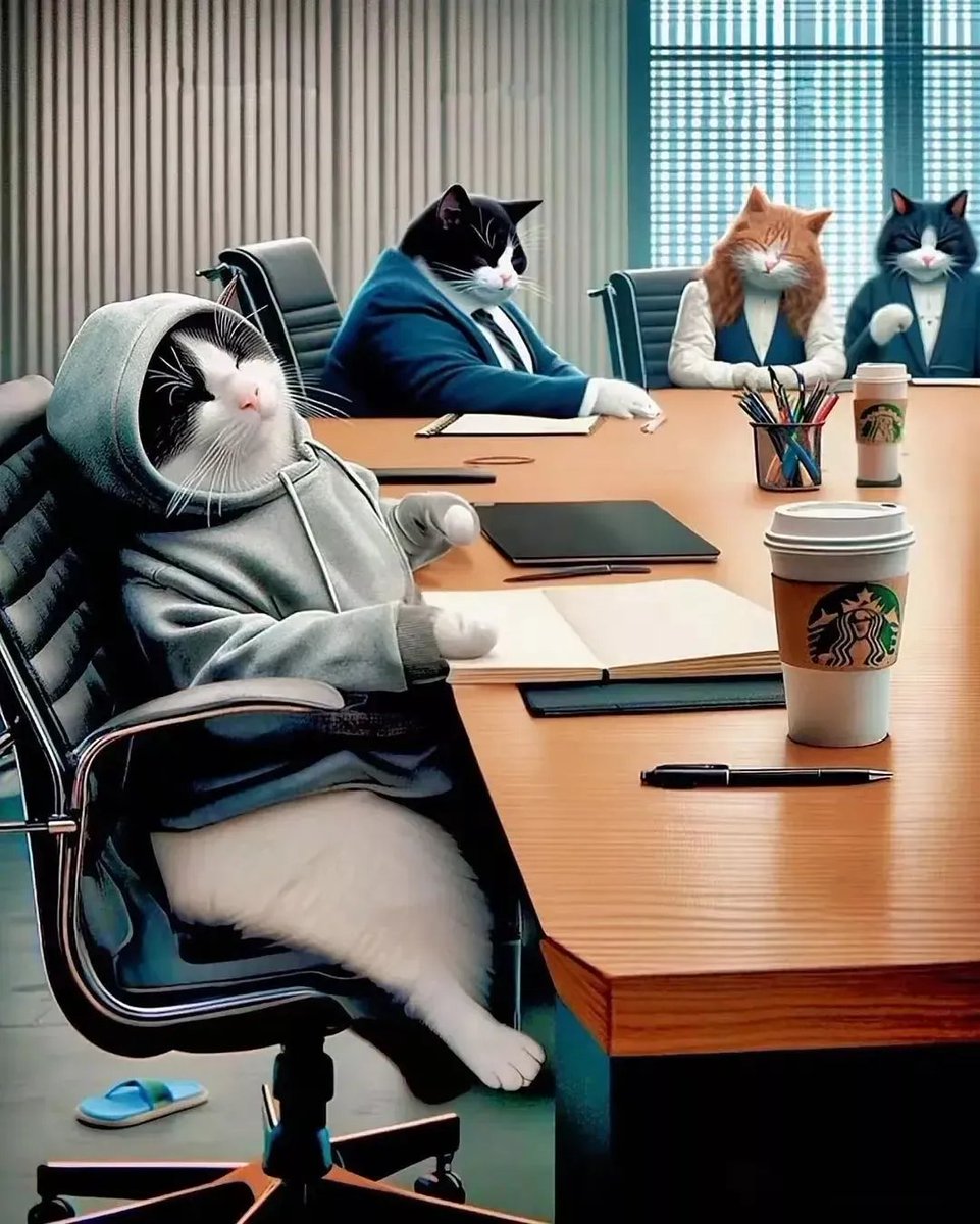 Davidbgmmr's tweet image. "When you think you’re acing the meeting… but your cat decides it’s the perfect time to claim your lap (and the spotlight)  #WorkFromHomeWin #OfficeCatDrama"