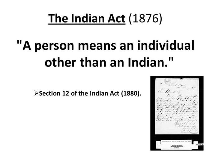 Terrilltf's tweet photo. A reminder to Canadians that the #IndianAct which props up and enriches your state and your lives with lands and natural resources at the expense of First Nations people will be 150 years old this April. https://t.co/bKYd19l07b