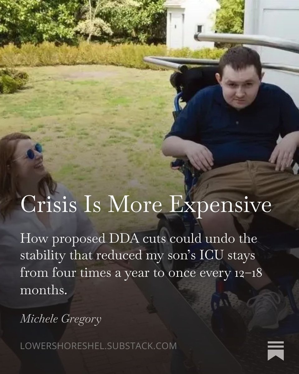 lowershoreshel's tweet photo. Before self-direction, our son was in the ICU four times a year, costing $75K–$100K per stay. Since becoming self-directed, that’s dropped to once every 12–18 months. Crisis is more expensive, so why are we cutting what works? More here: https://t.co/ZpsHCmUNxW
#SaveOurServices https://t.co/qpFv5IswUJ